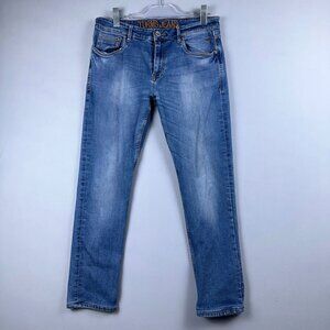 Turms Jeans Women Skinny Jeans Size W34X32L Mid Rise 100%Cotton Medium Wash Blue